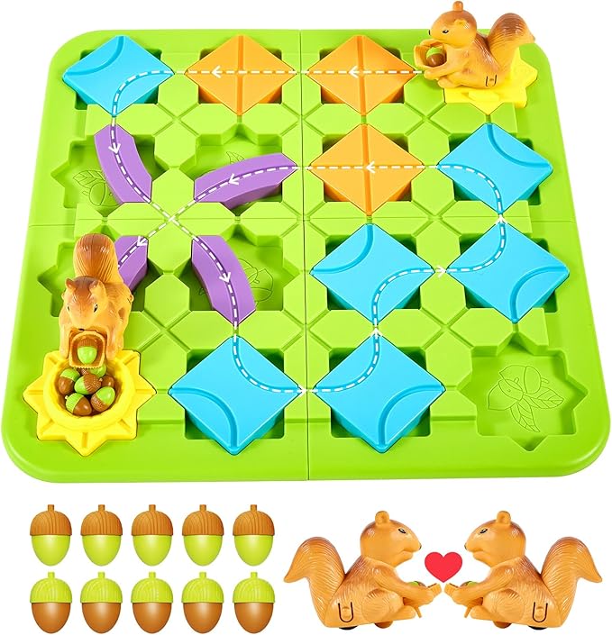 Airkid STEM Board Games Kids Brain Teasers Toys, Road Builder Logic Puzzle Games, Montessori Educational Learning Toys Birthday Gifts for Age 4-8 Year Old