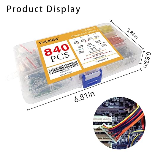 840 Jumper Wires Kit 14 Lengths Assorted Preformed Breadboard Jumper Wire, for Prototyping Solder Circuits, with Free Box
