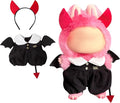 17cm Doll Clothes for Labubu Halloween - Kawaii Chic Style Set for 17cm Dolls, Cute Doll Outfit with Accessories - Black Halloween Romper with Bat + Red Little Devil Horns (Clothes Only)