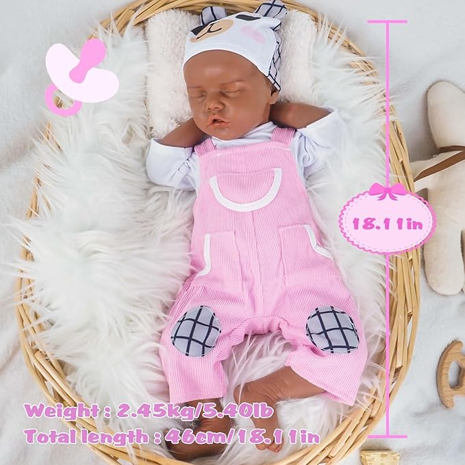 Reborn Baby Dolls Silicone Full Body 16.9in Weighted Real Life Closed-Eyes Girl Dolls Lifelike Newborn Baby Soft Body Flexible Limbs Not Vinyl