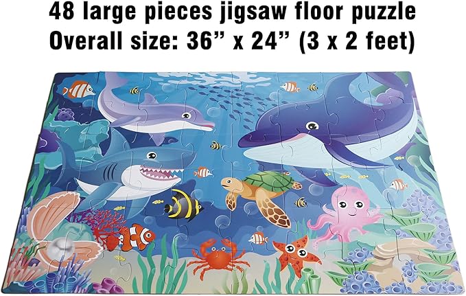 Underwater Floor Puzzle for Kids 3-5: 48 Large Pieces for Children Ages 4-8 - Learning & Eductional Jigsaw Puzzle for Toddler's Gift & Family Activities