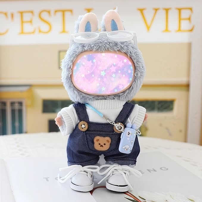 17cm Doll Clothes Set, 5 Pieces Dress Overalls Outfit Set for 6.7inch Doll Suit, Cute Fashion Hat & Clothes Accessories for 1st/2nd/3rd Gen Dolls Play & Display