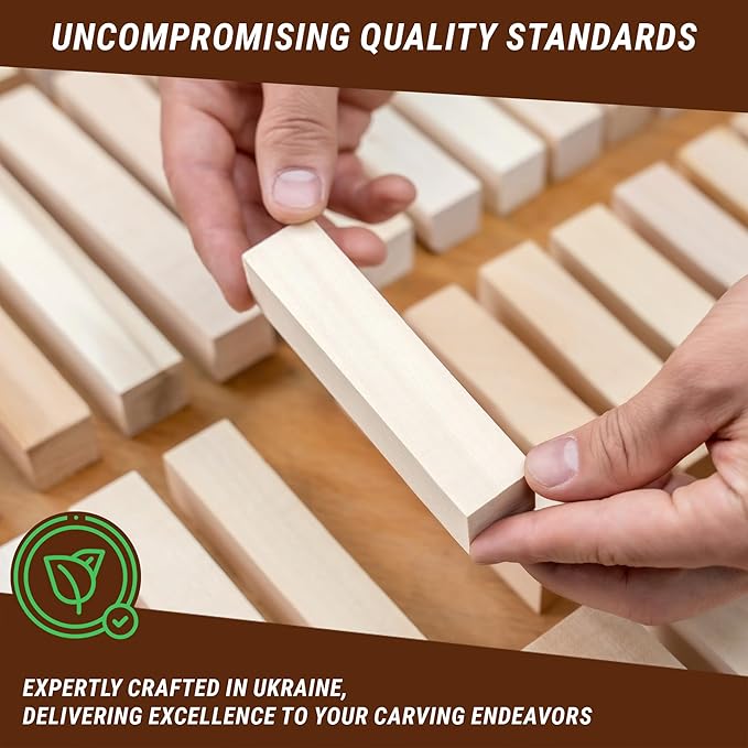 BeaverCraft Basswood Carving Blocks BW18 pcs Whittling Wood for Crafts - Soft Carving Wood - Basswood Kit 2 Different Sizes - Unfinished Wooden Blocks for Carvers