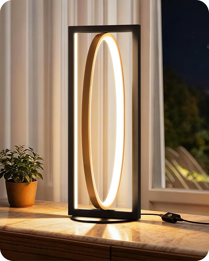 Modern LED Table Lamp, Dimmable Minimalist Bedside Lamp, 3 Color Temperatures, Angle Adjustable, Cute Desk Lamp, Nightstand Lamp for Living Room, Bedroom, Office, Black and Gold D62TL05