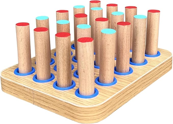 20-Hole Wooden Pegboard for Finger Dexterity Exercises, Easy Grip Pegs & Peg Board to Improve Fine Motor Functions & Hand-Eye Coordination, Hand Exercise for Rehabilitation & Occupational Therapy