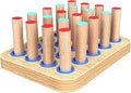 20-Hole Wooden Pegboard for Finger Dexterity Exercises, Easy Grip Pegs & Peg Board to Improve Fine Motor Functions & Hand-Eye Coordination, Hand Exercise for Rehabilitation & Occupational Therapy