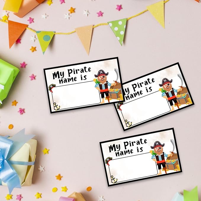What is Your Pirate Name Game, Game Sign and 30 Cards, Pirate Birthday Party Sign for Boys, Holiday Activity, Pirate Activity Cards Ideas Decoration Supplies