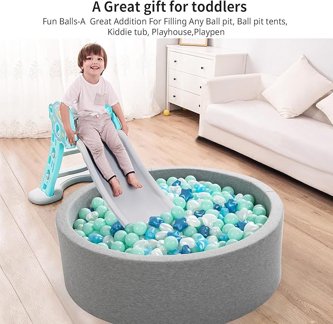 Ball Pit Balls Pack of 100 200 500 - Star and Round Set BPA Free Phthalate Free Non-Toxic Crush Proof Play Balls Soft Plastic Balls for Toddlers Baby Kids Birthday Pool Tent Party