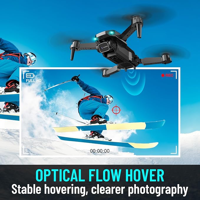 Drone with Camera for Adults Kids, 1080P HD FPV Foldable RC Quadcopter with Upgrade Altitude Hold, One-Key Take Off/Landing, Gesture Control, 90° Adjustable Lens, Headless Mode, 2 Batteries, Carrying Case, 3D Flip
