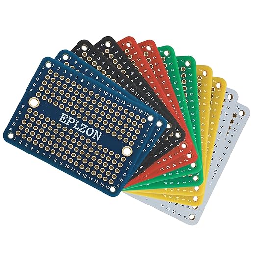 Solderable Breadboard Mini PCB Board Gold-Plated Solder Breadboard for DIY Electronics Projects Apply to Arduino Soldering Projects 2.0"x1.5" Mixed Color(Pack of 12 Pcs)