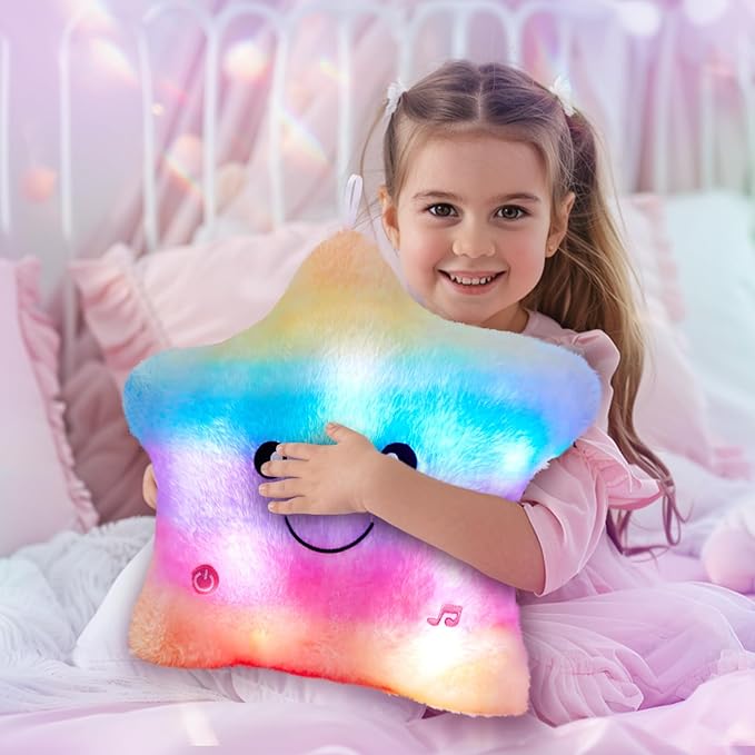 BSTAOFY 13‘’ Rainbow Creative LED Musical Glow Twinkle Star Lullaby Light up Stuffed Animal Toys Soothe Kids Emotions Birthday Christmas for Toddlers Kids