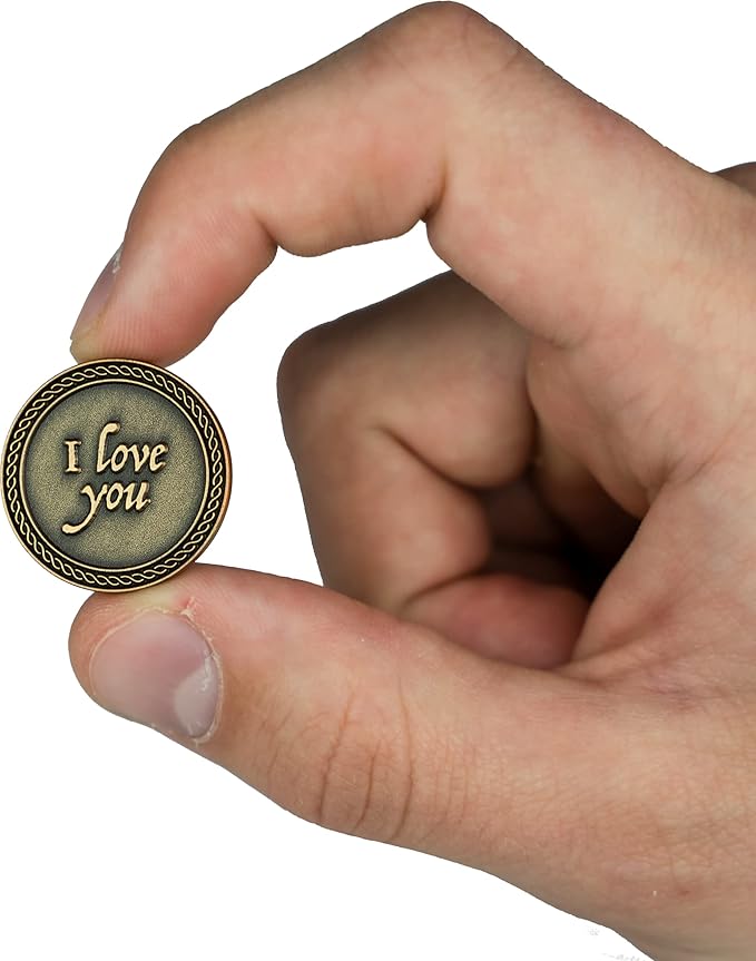 Romantic Love Expression Antique Gold Plated Coins for Date Night, Pack of All 12 Valentine Coins for Significant Other, Love Gift for Men and Women, from Him or Her