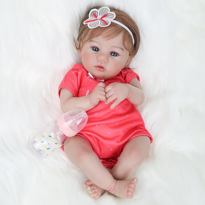 WOOROY Realistic Reborn Baby Dolls - 18 Inch Lifelike Newborn Baby Girl, Real Baby with Soft Weighted Body, Real Life Reborn Dolls Gift Set for Kids Age 3+