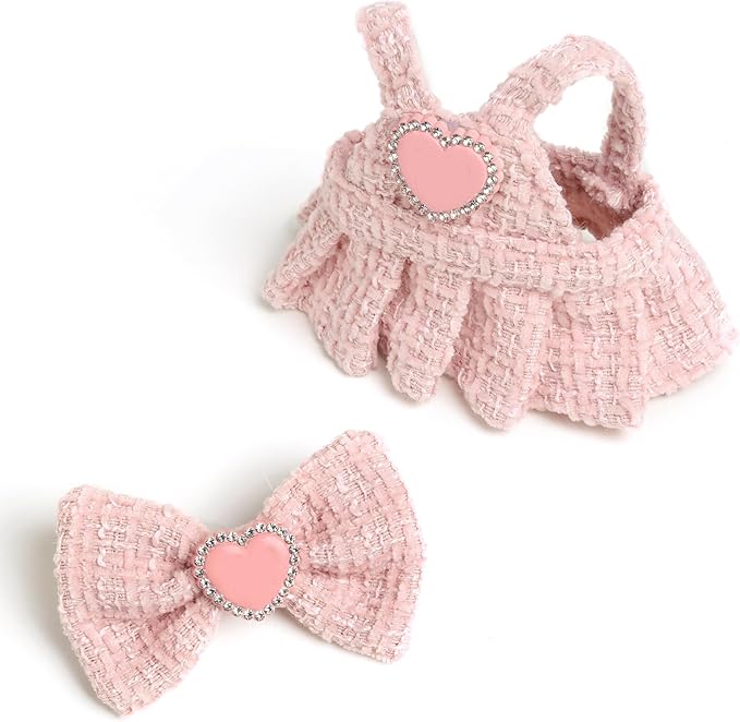 Premium Doll Clothes for Labubu - Luxury Chic Style Set for 17cm Dolls, Doll Outfit for Display, Collectors, Gift - Cute Miniature Fashion Accessories - Pink Heart (No Dolls)