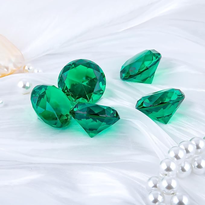 Niceup 26PCS Fake Emeralds Green Gemstones Plastic Acrylic Diamond Gems Toys Big 1.5in Kid Diving Gem Pool Toy Party Decorations Crafts