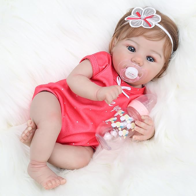 WOOROY Realistic Reborn Baby Dolls - 18 Inch Lifelike Newborn Baby Girl, Real Baby with Soft Weighted Body, Real Life Reborn Dolls Gift Set for Kids Age 3+