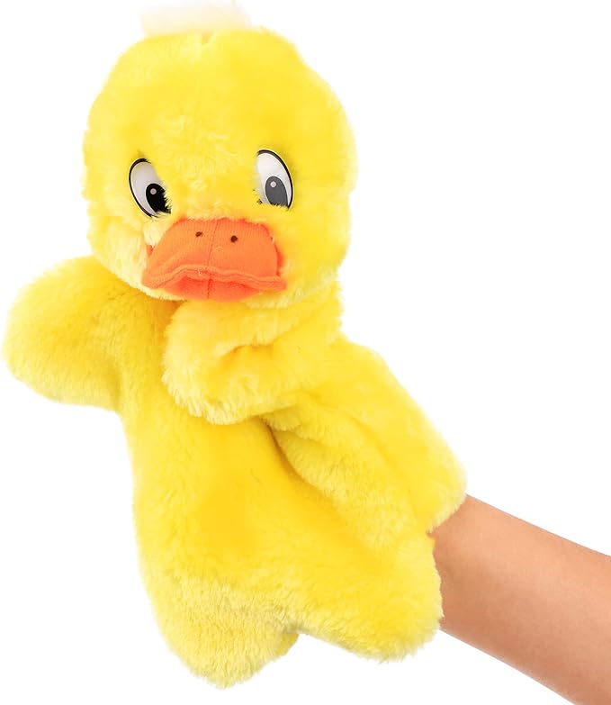 Easfan Duck Hand Puppet Plush Interactive Animal Toy for Role Play Storytelling Preschool Teaching Christmas Birthday Gifts for Kids Boys Girls Yellow, 11''