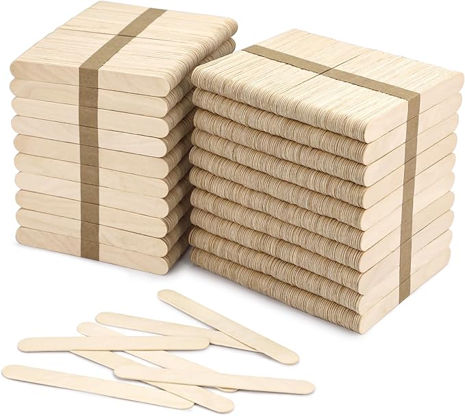 WISYOK 1500 PCS Wooden Popsicle Sticks for Crafts, 6 Inch Wood Craft Sticks, Wide Lollipop Sticks, Treat Sticks Ice Pop Sticks for Creative Designs or Children Education, Home Art Projects