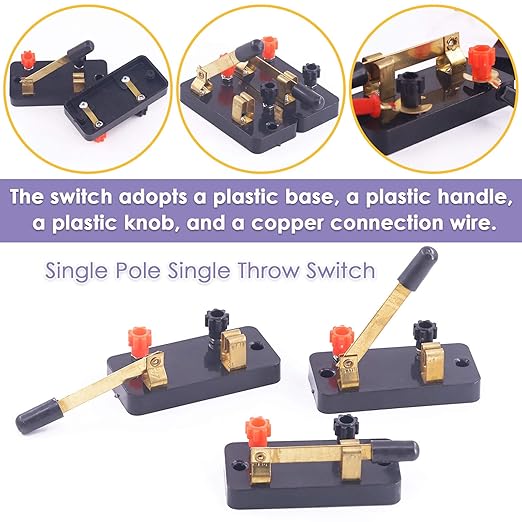 Swpeet 10Pcs Single Pole Single Throw Switch Kit, Perfect for Physics Laboratory, School Electronic Experimenting, Great for Demos Teaching Basic Principles of Electricity & How a Simple Circuit Works
