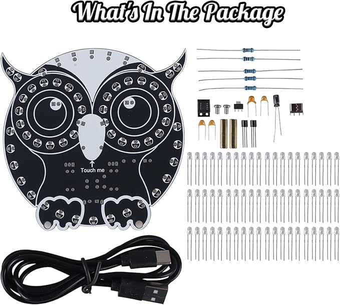 ICSTATION Soldering Learning Kit, Touch Control Owl Light Soldering Project With 3 Light Modes Brightness Adjustment Owl Shaped LED DIY Kit for Beginners School Students Education Halloween Present