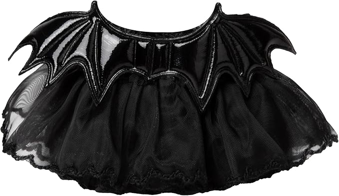 17cm Doll Clothes for Labubu Halloween - Kawaii Chic Style Set for 17cm Dolls, Cute Doll Outfit with Accessories - Black Halloween Dress with Bat + Black Corss Bow (Clothes Only)