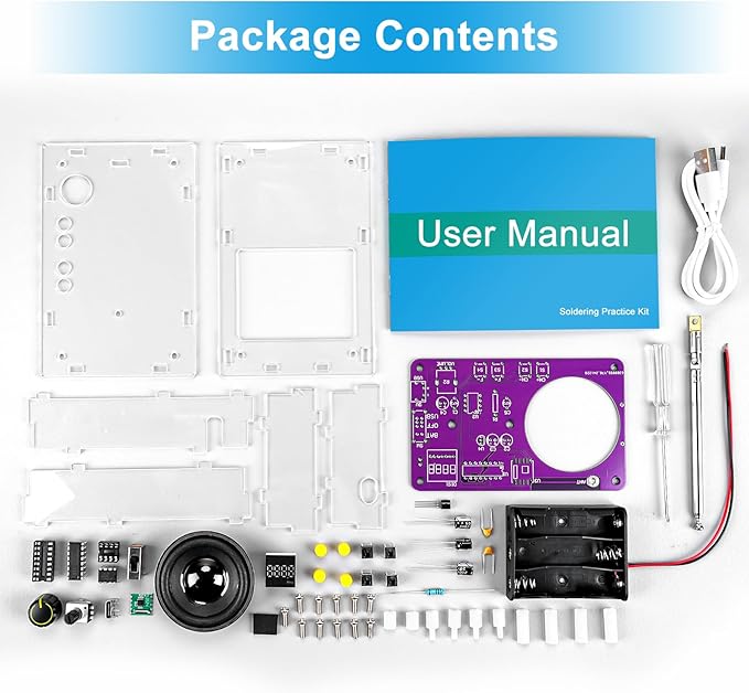 Radio with 2inch Speaker and Acrylic Case, DIY FM Radio Soldering Project, Electronic Soldering Practice Kit for High School STEM Education