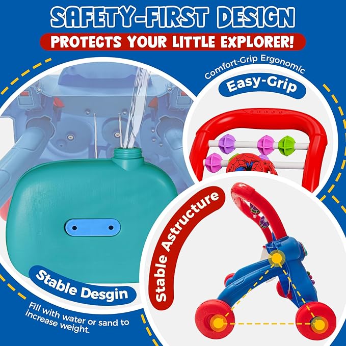 Baby Walker Toys,Push Walker for Boys & Girls Learning to Walk,Sit to Stand Early Educational Toys,Activity Center for Infant,Christmas Birthday Gift for Toddler 6-18 Months,Red