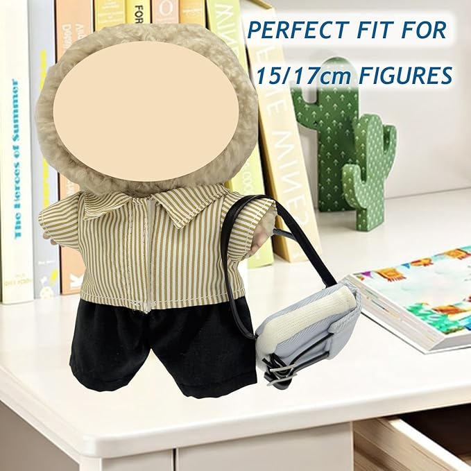 17cm Doll Clothes, Outfits Set for 17cm Doll, 3 Piece Set Backpack Clothing, Casual Adorable Dolls Clothes Accessories (No Doll)