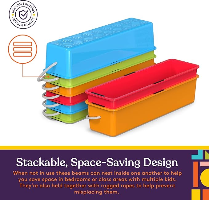 Special Supplies Stepping Stones for Kids Balance Beams 8 Set Non-Slip Textured Surface and Slip Resistant Floor Rubber Edges, Promote Agility, Strength, Active Play