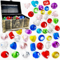 HappyFiller 82 pcs of Faux Acrylic Diamond,5 Sizes × 8 Colors Gems Treasure Gemstone Set Include Pirate Treasure Box Collection,Pool Scavenger Hunt Diving Jewels,Tabletop Decor,Party Favors