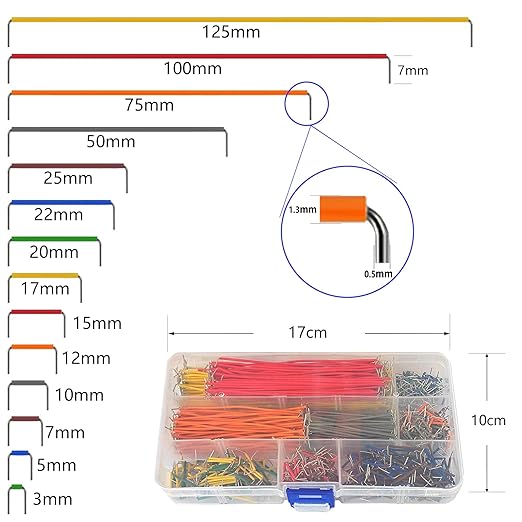 840 Pcs Breadboard Jumper Wires Kit, 14 Lengths Solderless Flexible Connecting Cables, Pre-Stripped & Pre-Formed Right Angles, for Arduino, DIY Electronic Projects, PCB Circuit Boards