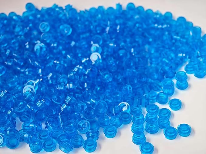 560 Piece Transparent Colors Building Plate Bulk, Round 1x1, Compatible with Lego Parts and Pieces: (Color:Transparent Blue)