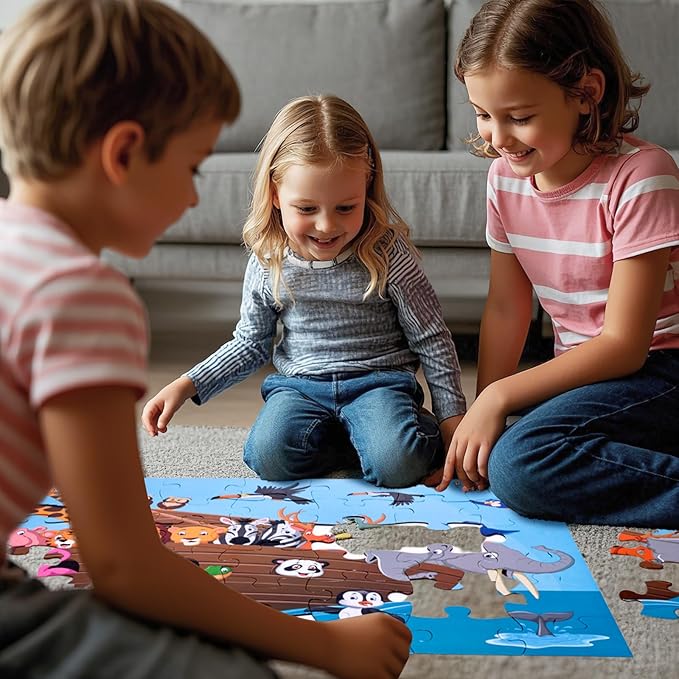 LovesTown Floor Puzzles for Kids, Jumbo Animal Puzzle, Educational Learning Toys for Family Entertainment and Preschool Education, 48 PCS 3 x 2 Ft