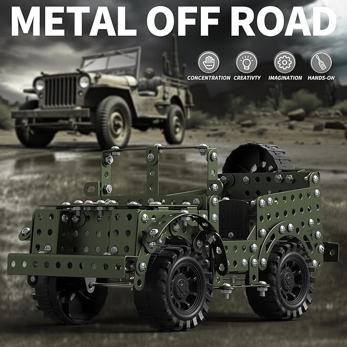 Locomoto Metal Model Car Kits - 392 Pcs Erector Set Toys for Ages 6-13, STEM Projects for Kids Ages 8-12 14 and Up, Assembly Educational Building Toys, Birthday Gifts for Elder Boys Girls and Adults