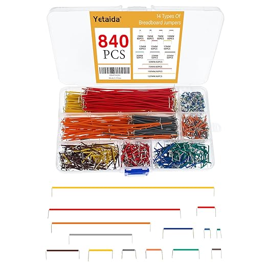 840 Jumper Wires Kit 14 Lengths Assorted Preformed Breadboard Jumper Wire, for Prototyping Solder Circuits, with Free Box