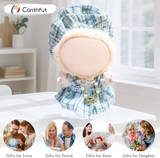 17cm Doll Clothes,15cm Dolls Outfit Set,Accessories for Doll,Stylish Clothes Set Dress Up (No Doll) (Blue Dress)