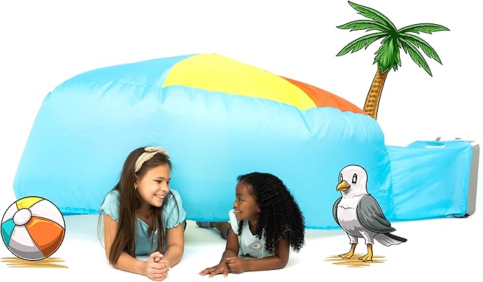 The Original Patented AirFort - Build A Fort in 30 Seconds, Inflatable Fort for Kids, Play Tent for 3-14 Years, A Playhouse Where Imagination Runs Wild, Fan not Included (Beach Ball Blue)