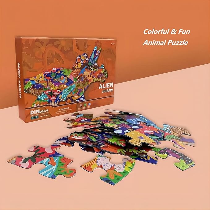 Floor Puzzles for Kids Ages 3-5, 4-6, Big Pieces Jumbo Puzzles Colorful Animal Shaped Puzzle Learning Educational Toys Games Gifts for Children(Triceratops-30 Pieces)