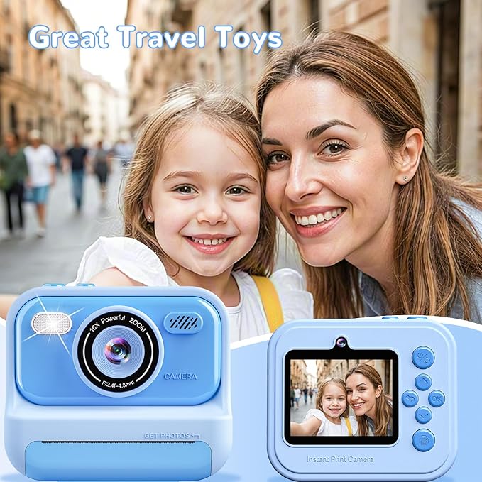 Kids Toys Instant Print Camera,2.4 Inch Screen Kids Instant Cameras, Christmas Birthday Gifts for Girls Age 3-12, Portable Toddler Toy for 3 4 5 6 7 8 9 10 Year Old Girls Boys