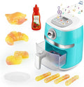 Play Kitchen Accessories, Pretend Kitchen Appliances Set with Toy Air Fryer for Kids with Sound and Lighting, Color-Changing Play Food, Birthday Gift for Boys and Girls Ages 3-5 4-8,Blue