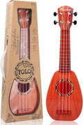 YOLOPLUS+ 17 Inch Kids Ukulele Guitar Toy 4 Strings Mini Children Musical Instruments Educational Learning Toy for Toddler Beginner Keep Tone Anti-Impact Can Play with Picks/Strap/Primary Tutorial