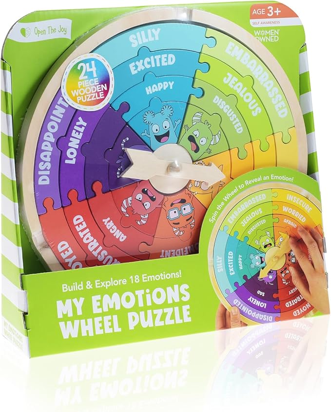 Open The Joy - My Emotions Wheel: Emotional Intelligence, Mindfulness, and Learning Toy for Kids Ages 3 and Up