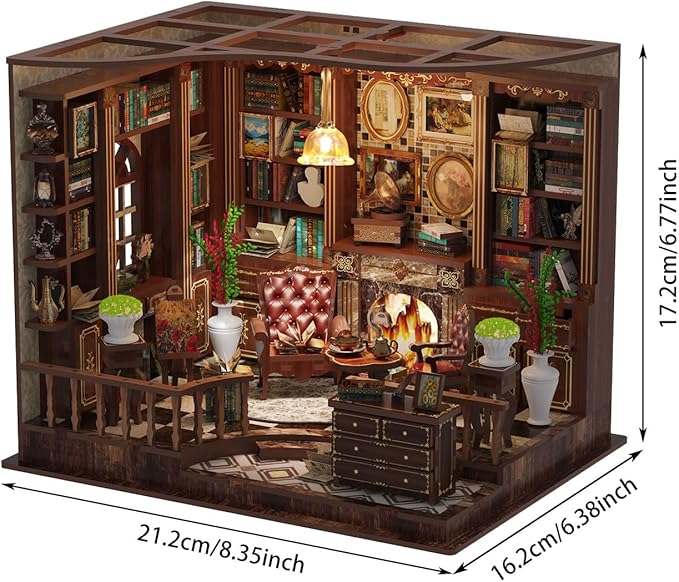 Book Nook Kit for Adults, 3D Wooden Miniature DIY House Craft Kit Book Nook Decor Bookshelf Insert Diorama Birthday Gift