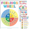DeeDee's Workshop 4 Feelings Chart For Kids, Feelings Wheel Posters, Emotions Poster, Calm Down Corner Poster, Autism Sensory Products, Set of 4 (11 x 17 inches), Large