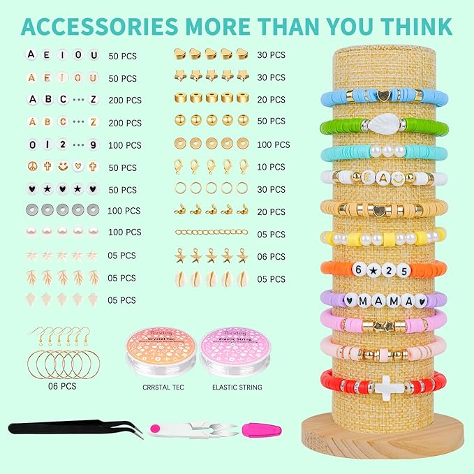 Friendship Bracelet Kit, 14,000pcs 48 Colors Bracelet Making Kit Clay Beads with Number Letter Bead Set Concert Merch Arts and Crafts Gifts for Kids Teen Girls Jewelry Making Supplies Bracelet Maker1
