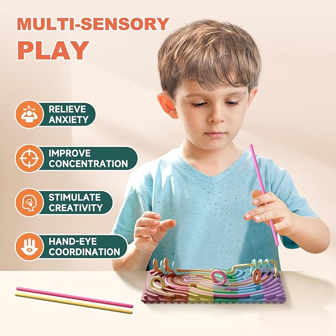 Sensory Fidget Toys for Kids,Silicone Sensory Activity Board for Stress,Soft Worry Toys for Calm Down Corner Supplies,Play Therapy ,Portable Travel Bag & 15 Strings, Simple Dimple Fidget Toys