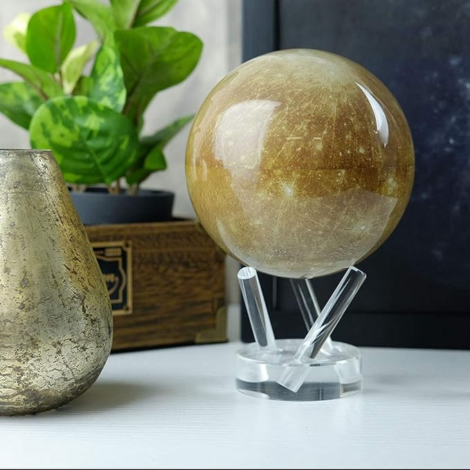 MOVA Mercury Globe 4.5” – Rotating Solar Planet Model with Realistic Surface Detail | No Wires or Batteries | Silent Motion Decor