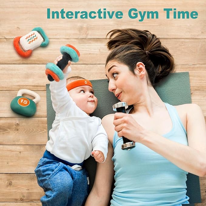 Vanplay Baby Toys 0-12 Months, Workout Plush Toy with Rattle for 0-3-6 Month, Sensory Montessori Toys for Babies 6-12-18 Month, Baby Boys Girls Birthday Shower Gifts for 7 8 9 10 Month