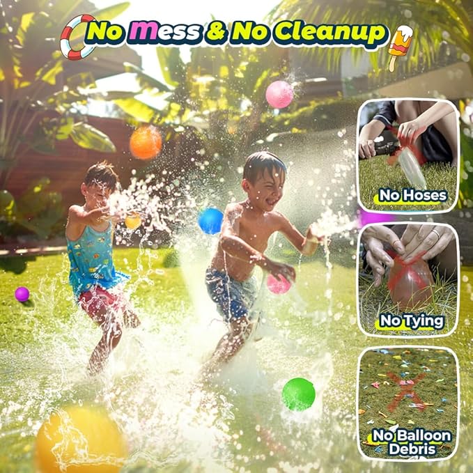 12Pcs Reusable Water Balloons, Pool Beach water Toys for Boys and Girls, Outdoor Summer Toys for Kids Ages 3-12