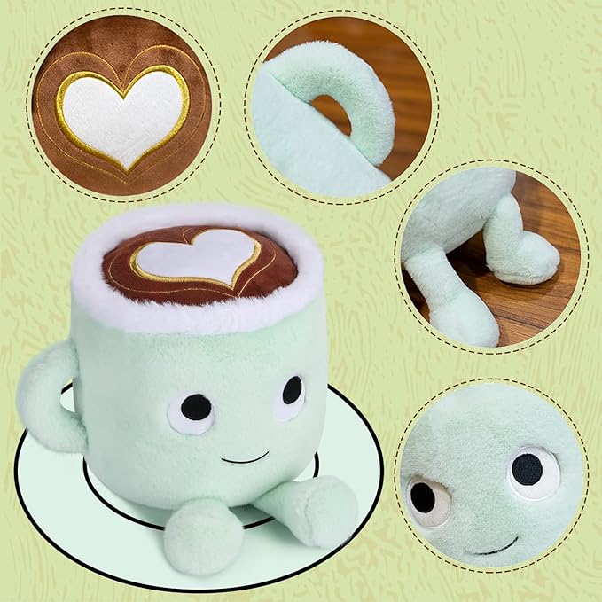 Latte Plush Toy, 30 cm Stuffed Coffee Mug Plushie Pillow Doll, Soft Cup Fluffy Friend, Hugging Cushion - Present for Every Age… (Latte)